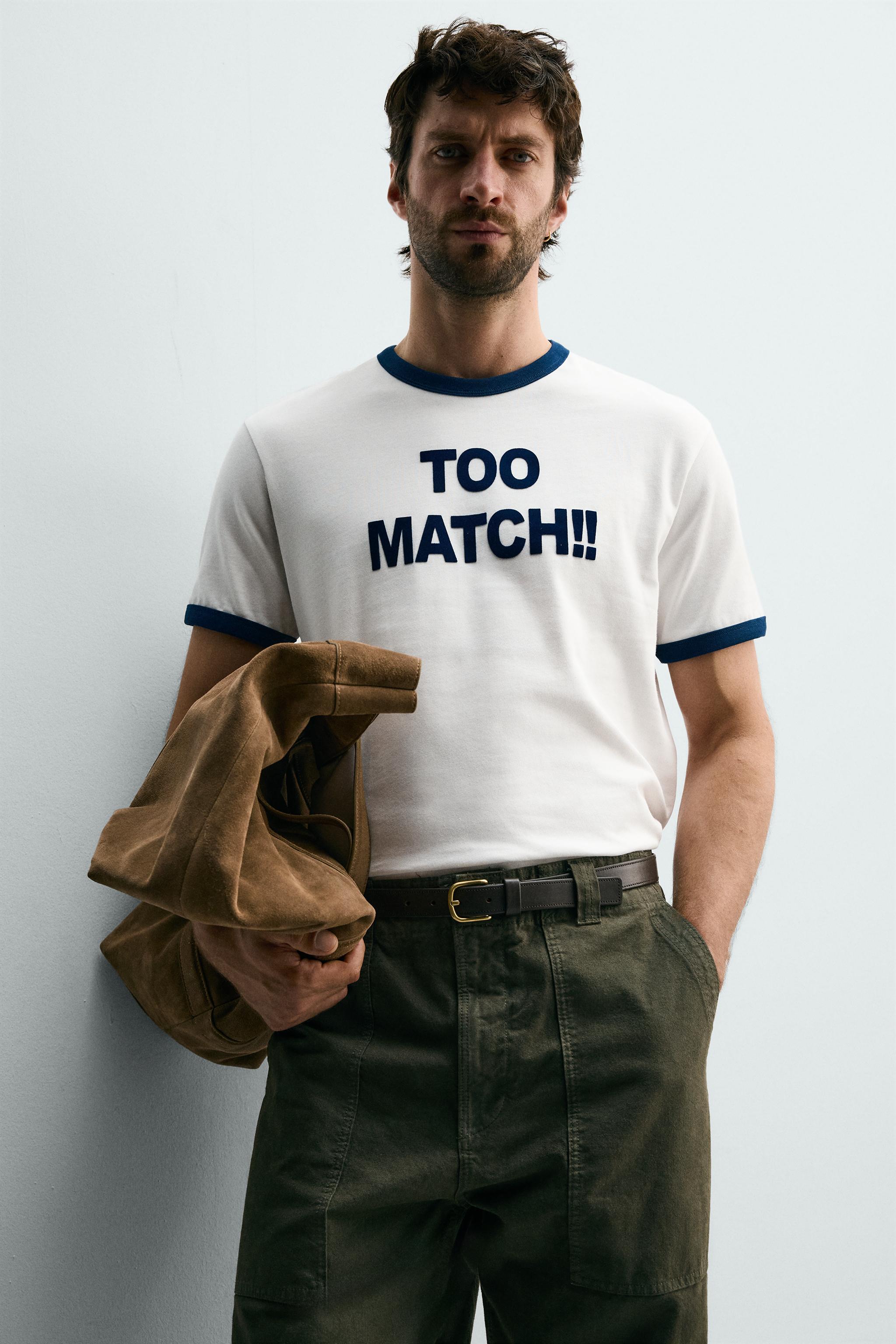 CONTRAST RIB TEXT T-SHIRT